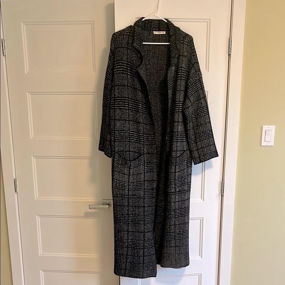 Mango Black and Gray wool Long Coat